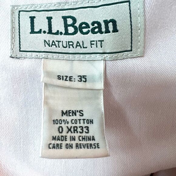 L.L.Bean Men's Cream Natural Fit 100% Cotton Flat Front Chino Shorts Size 35 - Picture 2 of 4